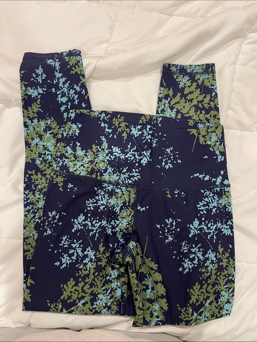 High-Rise Floral Print Leggings - Navy/Green